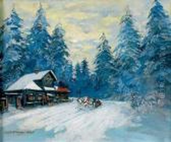 Paysage Russe Enneige Oil Painting by Konstantin Alexeievitch Korovin