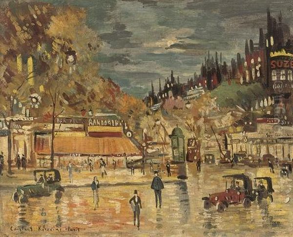 A Parisian Boulevard At Night Oil Painting by Konstantin Alexeievitch Korovin