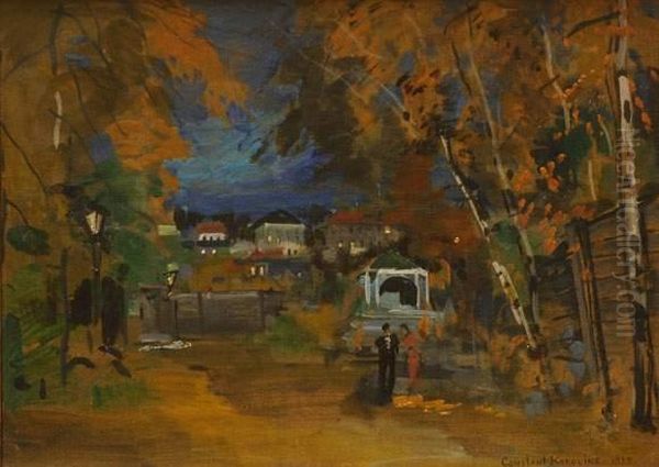 Couple A Montmartre La Nuit, Circa 1935 Oil Painting by Konstantin Alexeievitch Korovin