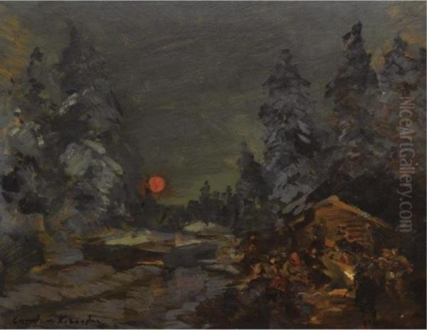 The Camp Fire Oil Painting by Konstantin Alexeievitch Korovin