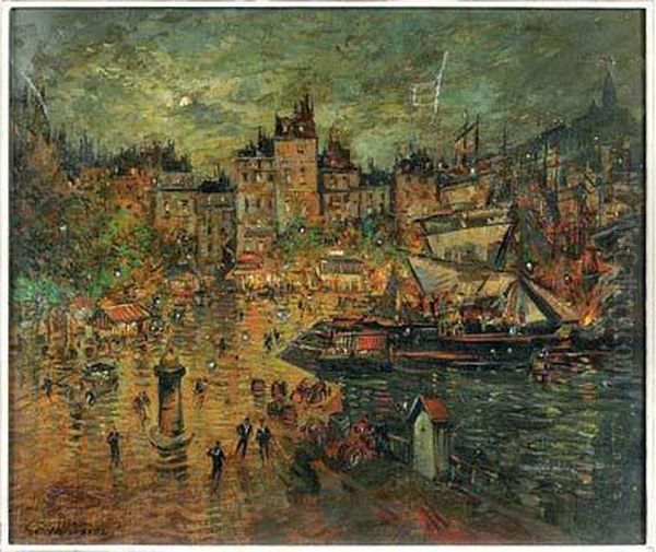 Le Port De Marseille Oil Painting by Konstantin Alexeievitch Korovin