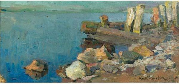 Les Rochers Oil Painting by Konstantin Alexeievitch Korovin