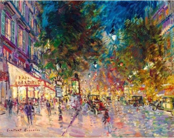 Paris By Night Oil Painting by Konstantin Alexeievitch Korovin