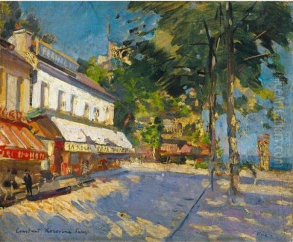 Street Scene, Nice Oil Painting by Konstantin Alexeievitch Korovin