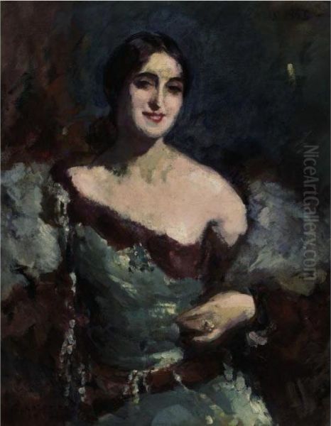 Portrait Of Vera Fokine Oil Painting by Konstantin Alexeievitch Korovin