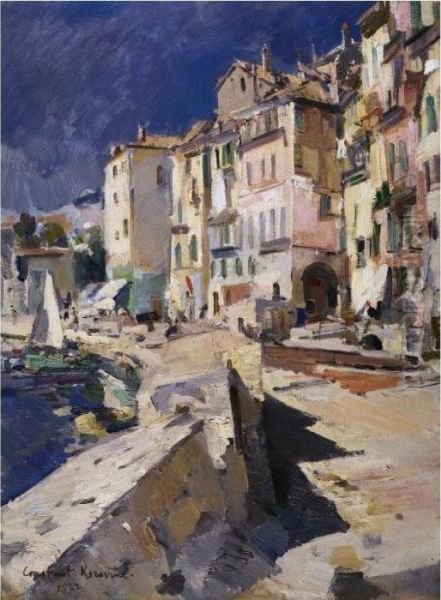 View Of Villefranche-sur-mer Oil Painting by Konstantin Alexeievitch Korovin