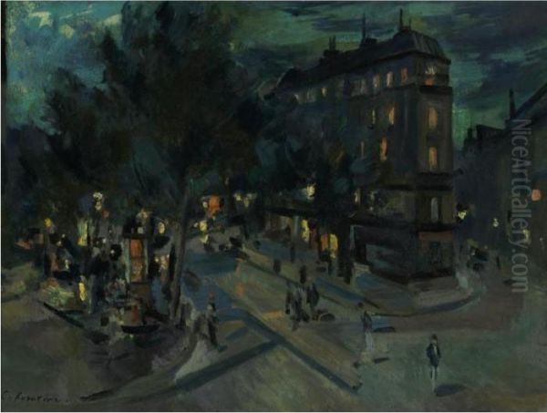 Paris At Night Oil Painting by Konstantin Alexeievitch Korovin