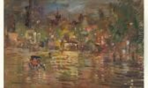  Place A Paris La Nuit, 1935  Oil Painting by Konstantin Alexeievitch Korovin