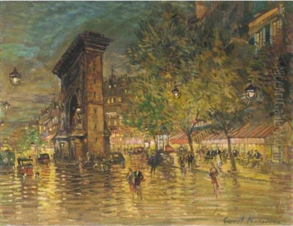 Paris By Night Oil Painting by Konstantin Alexeievitch Korovin