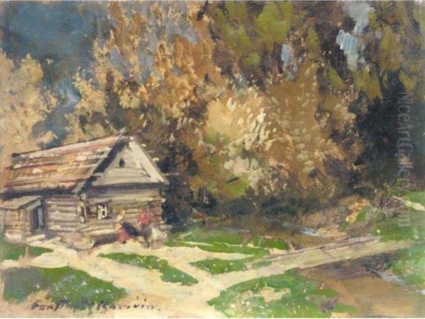 Dacha In The Country Oil Painting by Konstantin Alexeievitch Korovin