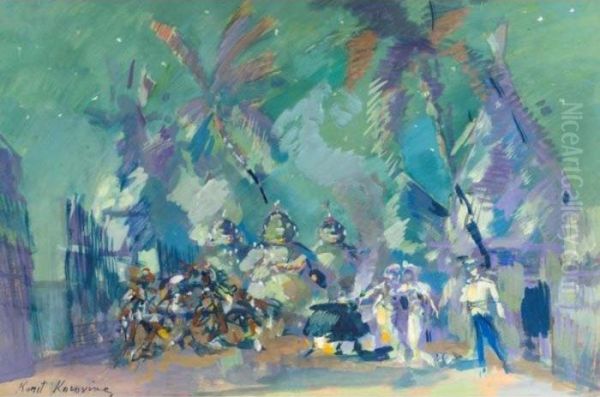 Celebrations In The Village Oil Painting by Konstantin Alexeievitch Korovin