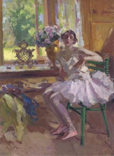 A Ballerina At Her Toilette Oil Painting by Konstantin Alexeievitch Korovin