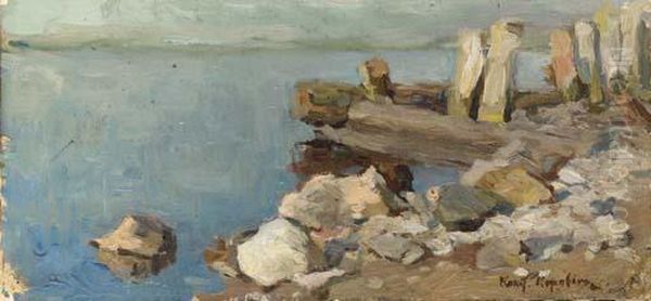 Study Of A Rocky Seascape Oil Painting by Konstantin Alexeievitch Korovin