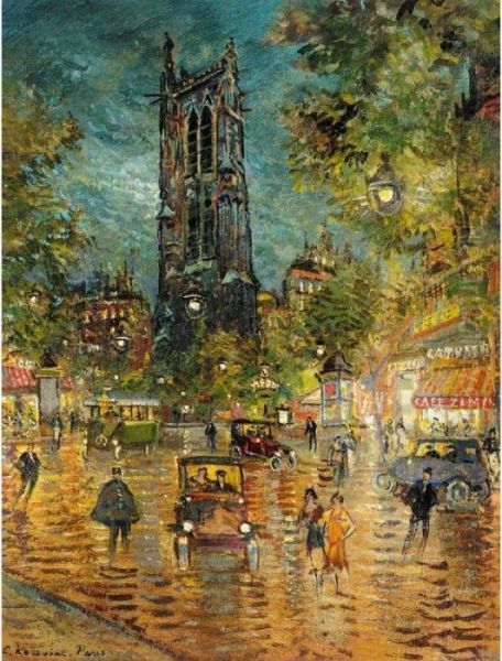 Tour Saint Jacques, Paris Oil Painting by Konstantin Alexeievitch Korovin