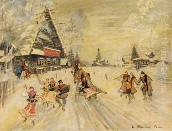 View Of Russia Oil Painting by Konstantin Alexeievitch Korovin