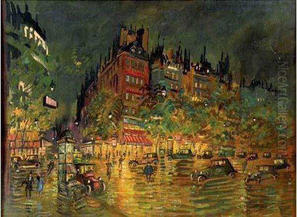 Sur Les Grands Boulevards Oil Painting by Konstantin Alexeievitch Korovin