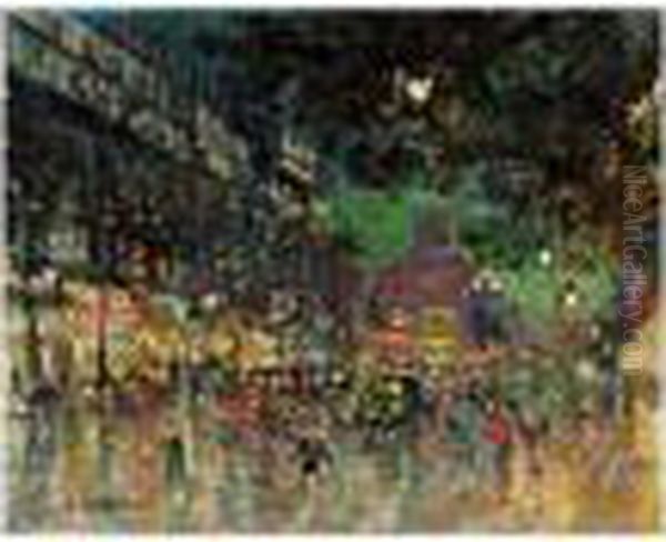 View Of The Boulevard Haussman, Paris Oil Painting by Konstantin Alexeievitch Korovin