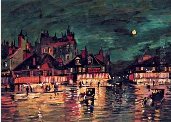 Paris La Nuit Oil Painting by Konstantin Alexeievitch Korovin