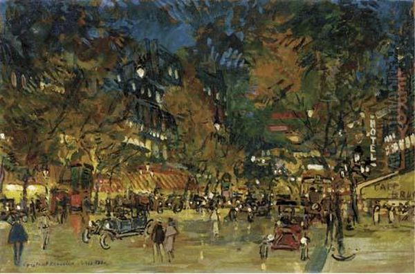 Paris By Night Oil Painting by Konstantin Alexeievitch Korovin