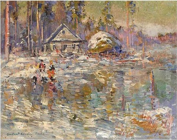 On The Frozen Lake Oil Painting by Konstantin Alexeievitch Korovin