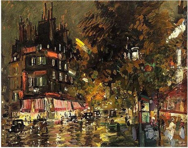 Paris By Night Oil Painting by Konstantin Alexeievitch Korovin