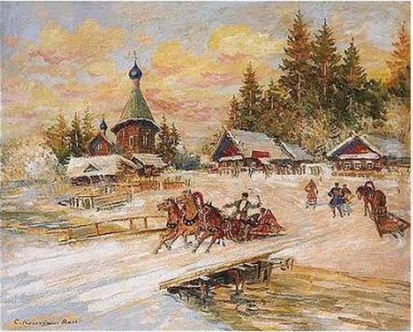 Alexeevich , Shrove Tuesday Oil Painting by Konstantin Alexeievitch Korovin