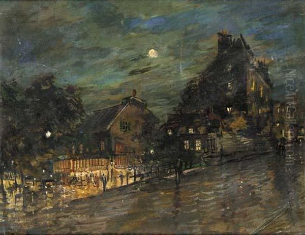 Paris By Night Oil Painting by Konstantin Alexeievitch Korovin