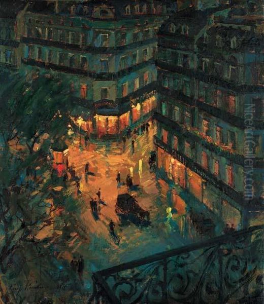 Paris By Night Oil Painting by Konstantin Alexeievitch Korovin