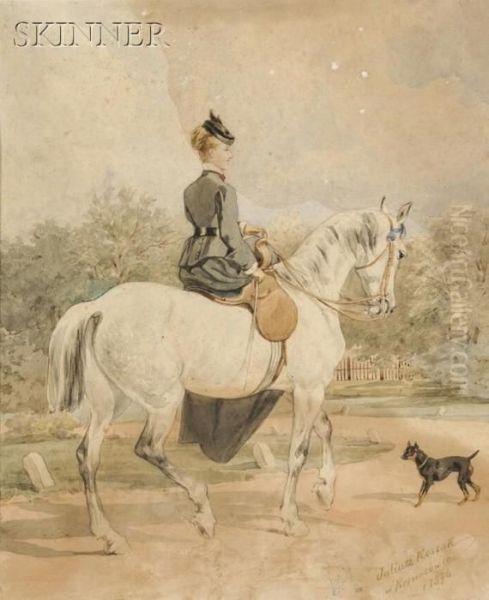 Lady Riding Sidesaddle Oil Painting by Juliusz Kossak