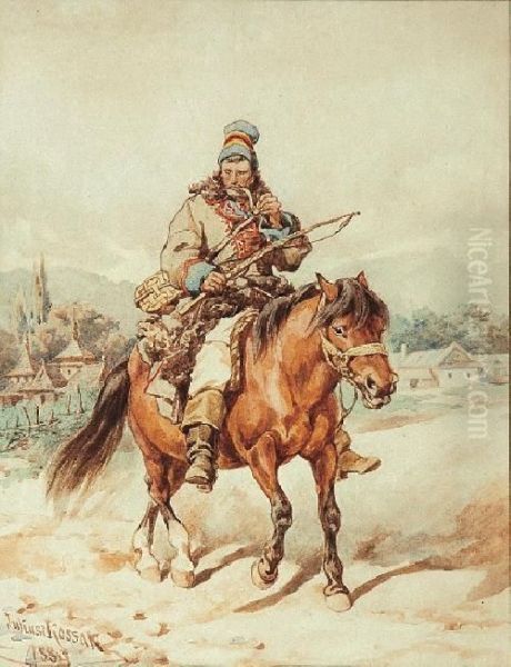 Hucul Na Koniu Oil Painting by Juliusz Kossak