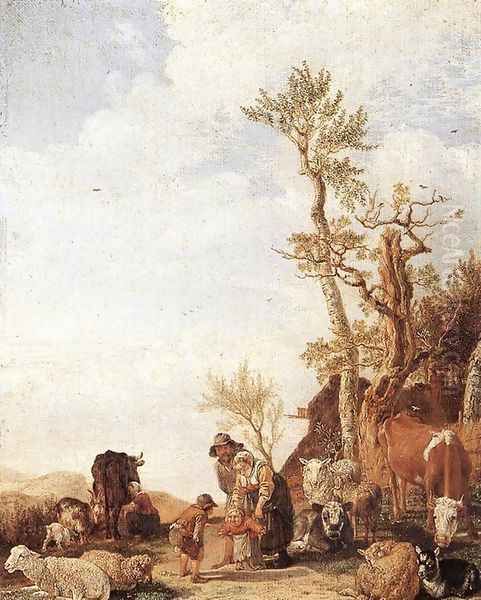 Peasant Family with Animals 1646 Oil Painting by Paulus Potter