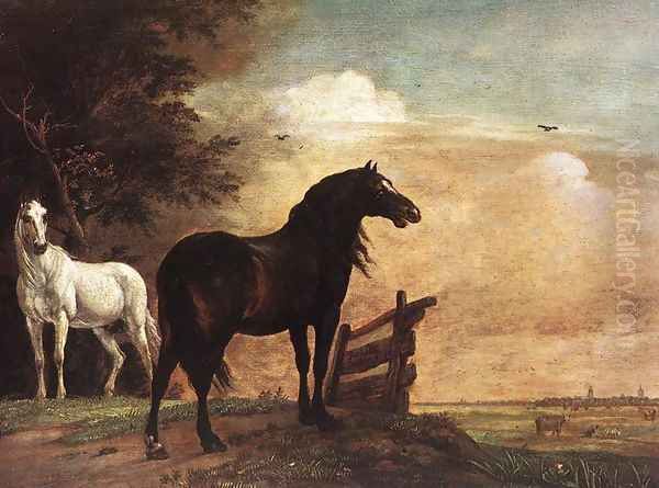 Horses in a Field Oil Painting by Paulus Potter