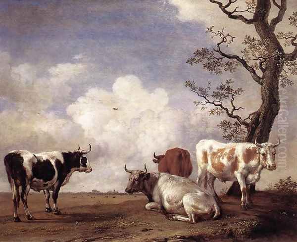 Four Bulls Oil Painting by Paulus Potter