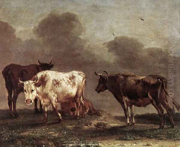 Cows in a Meadow Oil Painting by Paulus Potter