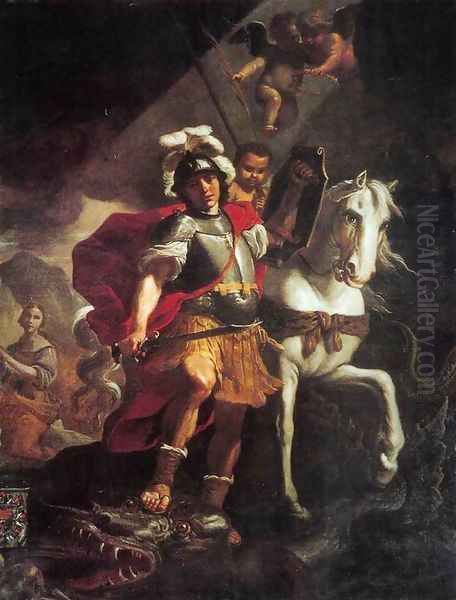 St. George Victorious Over The Dragon 1678 Oil Painting by Mattia Preti