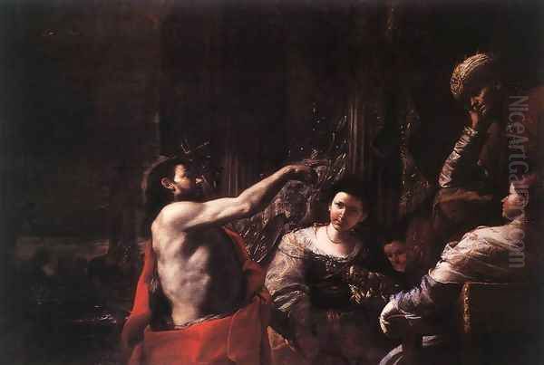 St John the Baptist before Herod c. 1665 Oil Painting by Mattia Preti