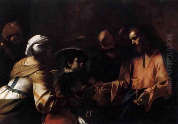 A Mother Entrusting Her Sons to Christ Oil Painting by Mattia Preti