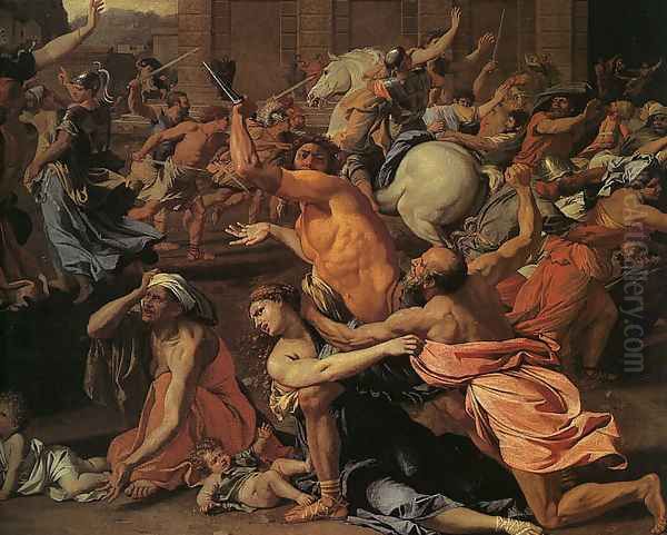 The Rape of the Sabine Women (detail) Oil Painting by Nicolas Poussin