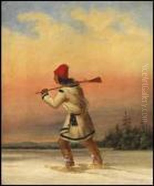 Indian Trapper Oil Painting by Cornelius Krieghoff