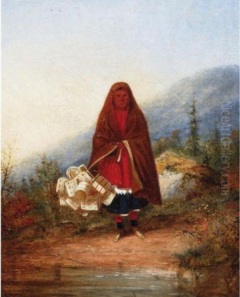 Indian Basket Seller Oil Painting by Cornelius Krieghoff