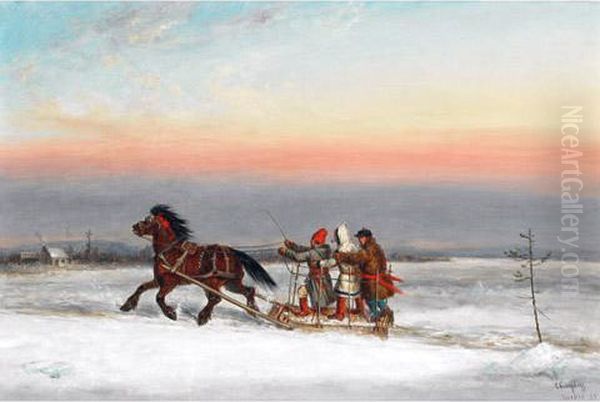 Winter Traverse Oil Painting by Cornelius Krieghoff