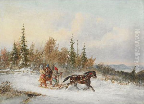 Going To Town Oil Painting by Cornelius Krieghoff