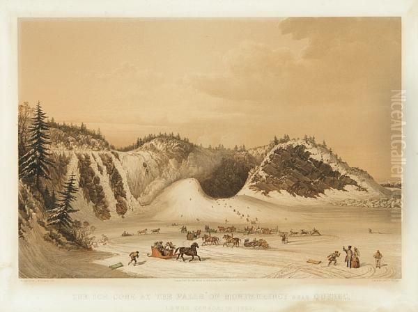 The Ice Cone At The Falls Of Montmorency Nearquebec, Lower Canada Oil Painting by Cornelius Krieghoff