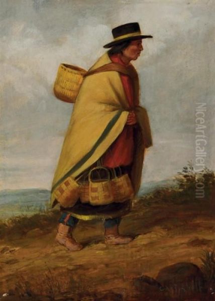 Indian Basket Seller Oil Painting by Cornelius Krieghoff