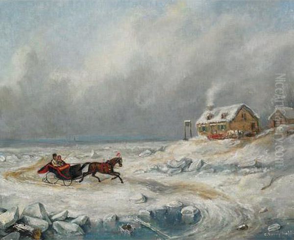 Ice Road, Near Quebec Oil Painting by Cornelius Krieghoff