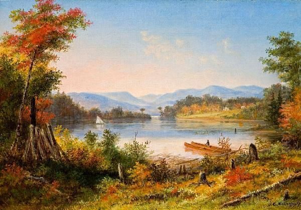 The Narrows, Lake St Charles Oil Painting by Cornelius Krieghoff