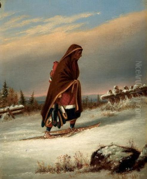 Indian Mocassin Seller Oil Painting by Cornelius Krieghoff