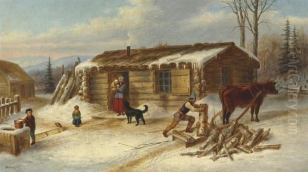 Daily Chores Oil Painting by Cornelius Krieghoff