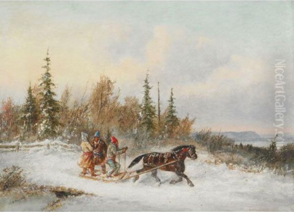 Going To Town Oil Painting by Cornelius Krieghoff