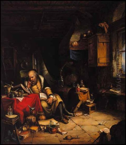 The Alchemist Oil Painting by Cornelius Krieghoff